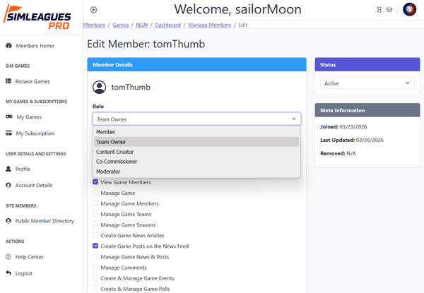 Members Roles screenshot